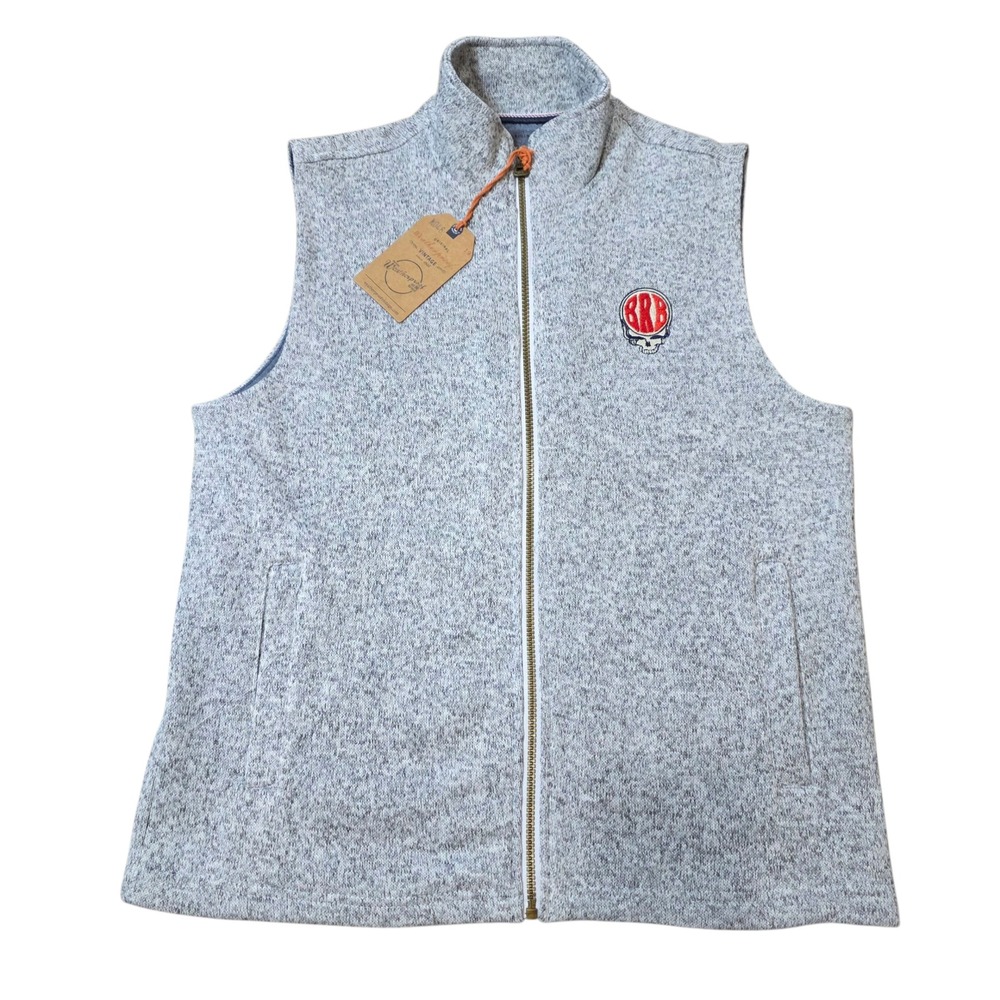 Weatherproof‎ Vintage Gray Heather Fleece Vest Grateful Dead BRB Skull S